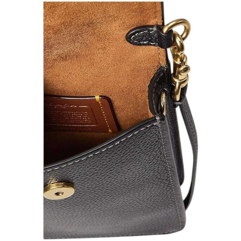Coach Polished Pebble Leather Phone Crossbody Black - Picture 2 of 3
